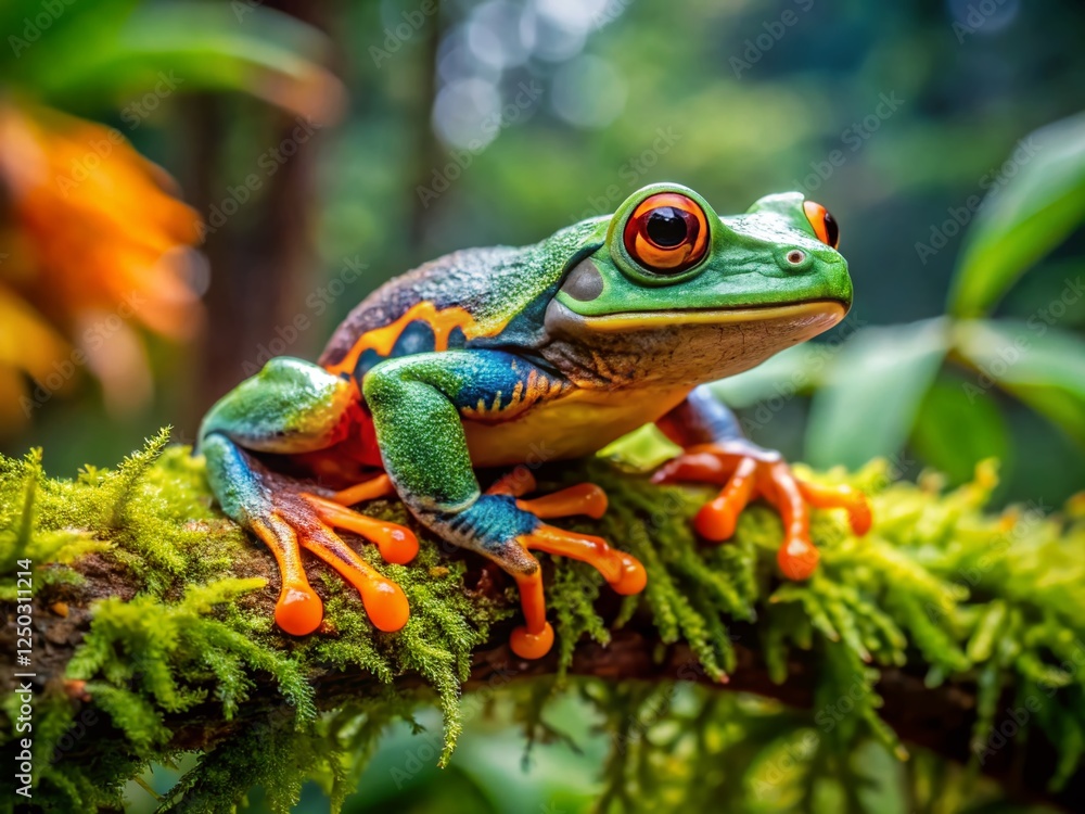 Vibrant Green Leaf Frog Closeup on Branch - Urban Exploration Photography Vibrant Green Leaf Frog Closeup on Branch - Urban Exploration Photography