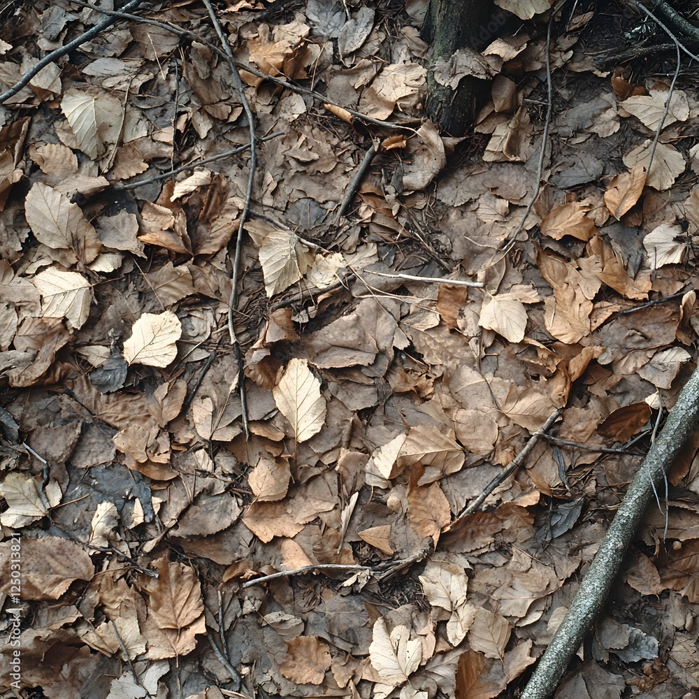 Intricate Autumn Foliage Carpeting the Forest Floor in Earthy Tones Intricate Autumn Foliage Carpeting the Forest Floor in Earthy Tones