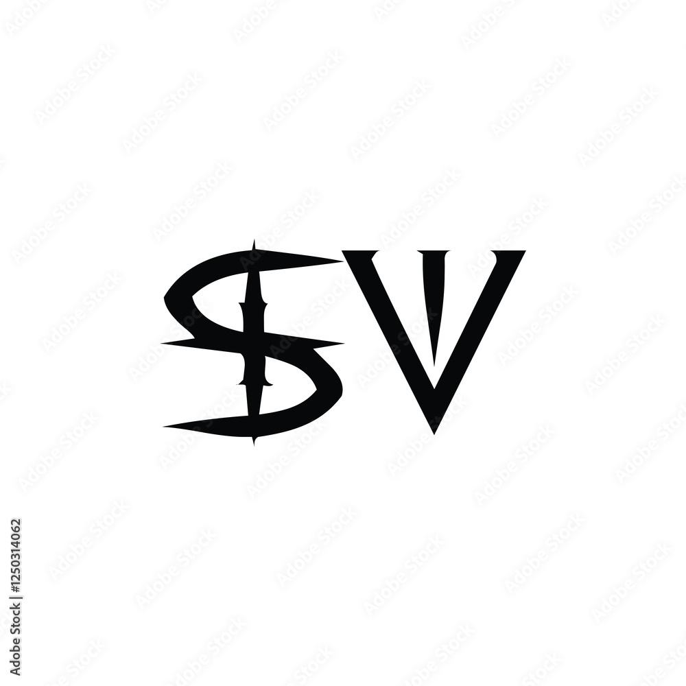 SV monogram logo design letter text name symbol monochrome logotype alphabet character simple logo SV monogram logo design letter text name symbol monochrome logotype alphabet character simple logo