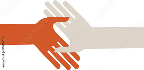 Abstract Handshake Illustration. Stylized handshake with abstract elements. Collaboration, partnership, and teamwork
