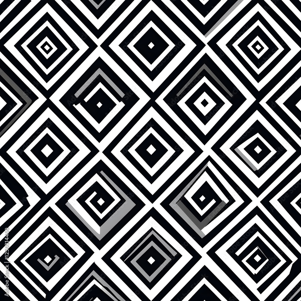Mesmerizing Black and White Geometric Abstract Pattern with Repeating Symmetrical Shapes Mesmerizing Black and White Geometric Abstract Pattern with Repeating Symmetrical Shapes