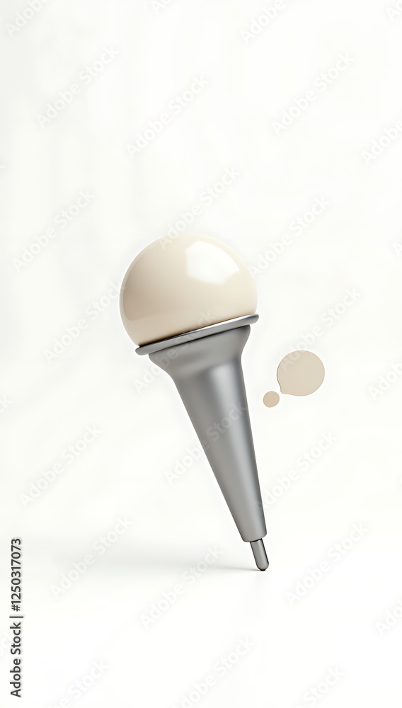 A simple 3D render of a microphone with a speech bubble, symbolizing confidence in public speaking, placed on a plain white background. A simple 3D render of a microphone with a speech bubble, symbolizing confidence in public speaking, placed on a plain white background.