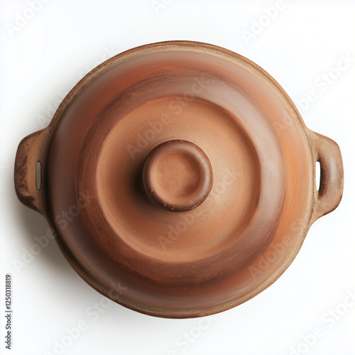Wallpaper Mural Top view of traditional earthen cooking pot with lid isolated on a white background Torontodigital.ca
