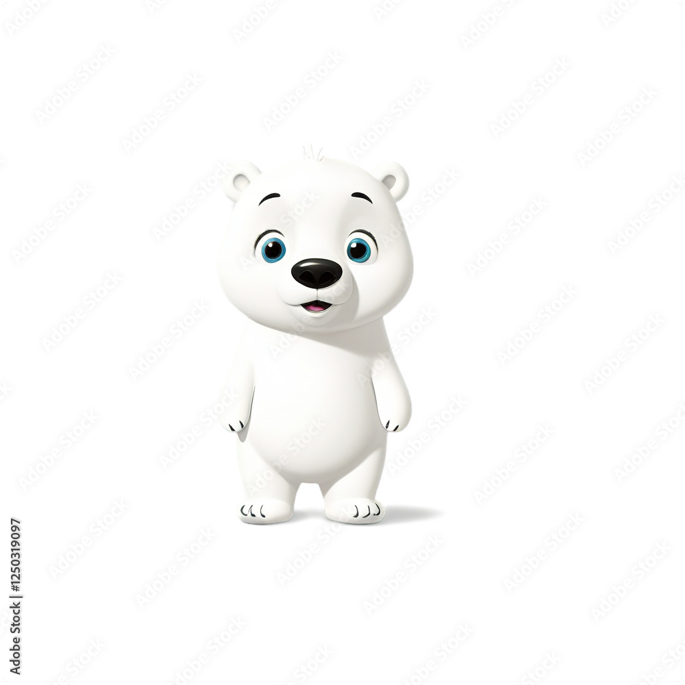 Naklejka premium Cute 3D cartoon style panda bear character with a friendly expression. Simple and minimalist design, Isolated on transparent background, png.