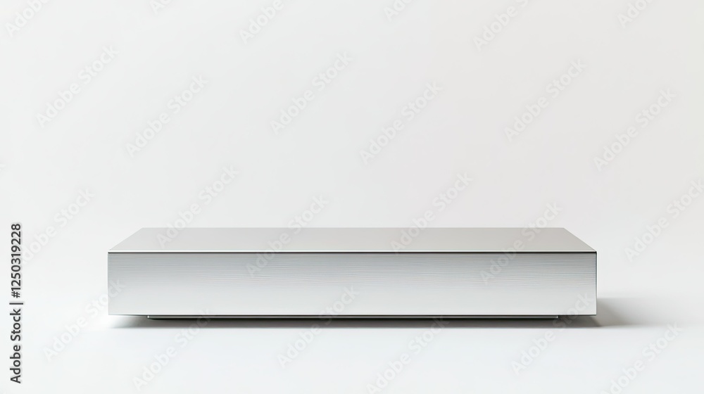 A sleek silver metal podium, cleanly isolated on a bright white background, perfect for modern and minimalist product displays. A sleek silver metal podium, cleanly isolated on a bright white background, perfect for modern and minimalist product displays.