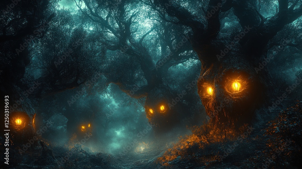 Fototapeta premium Enchanted Forest: Glowing Eyes of the Night