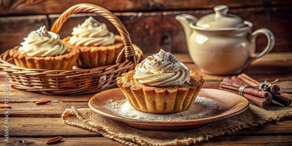 Fototapeta premium Vintage Photo: Two Cake Baskets – Protein & Cottage Cheese Creams