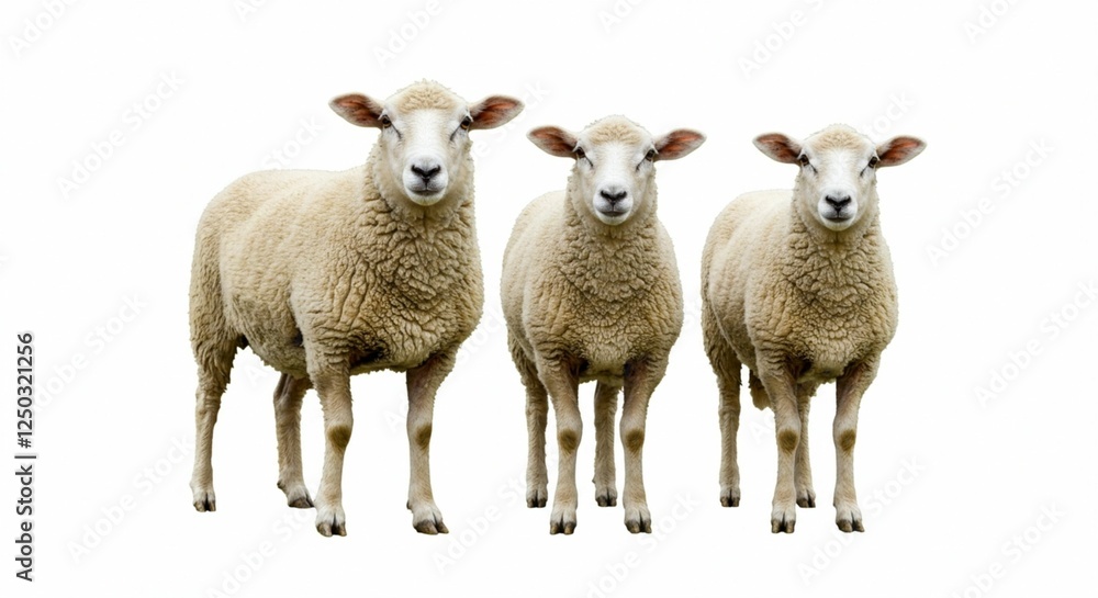 Fototapeta premium Three Sheep against white background