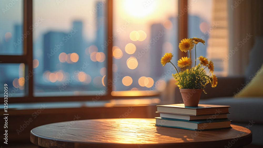 Fototapeta premium flower vase on a window-side wooden table