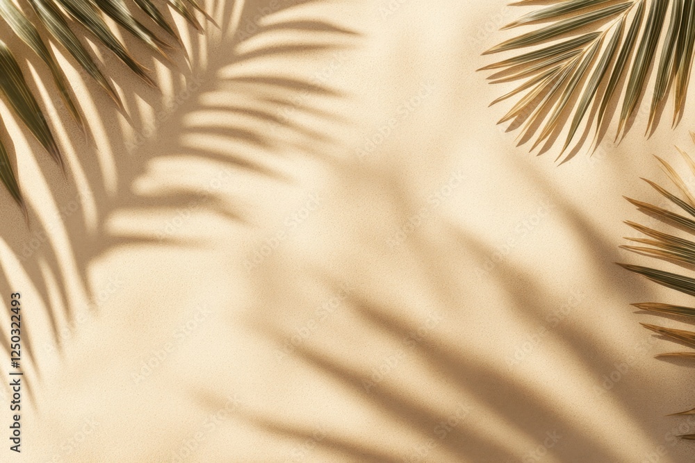 Obraz premium Palm leaf shadows on beige background (2)
