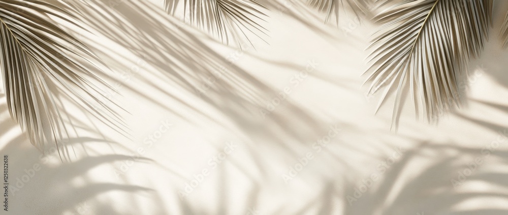 Obraz premium Palm Leaf Shadows on Cream Background