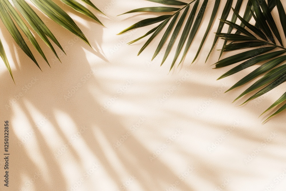Palm leaves shadows beige background Palm leaves shadows beige background
