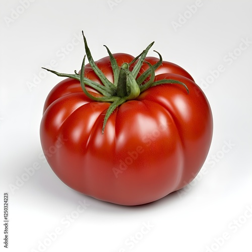 Wallpaper Mural Fresh Red Tomato with Green Stem on White Background Perfect for Culinary, Health, and Organic Food Concepts in Stock Photography Torontodigital.ca