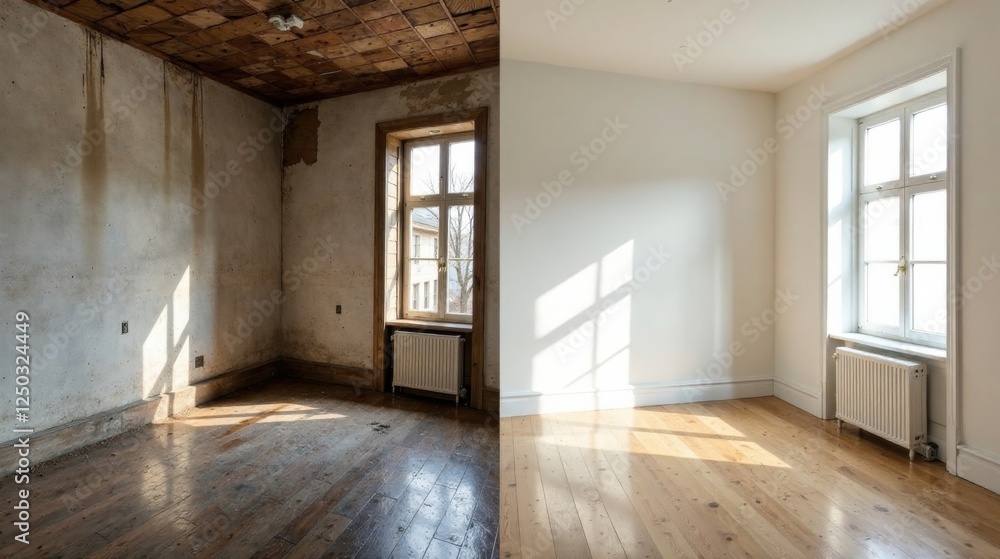 Before and After Room Renovation Transforming a Dilapidated Space into a Bright, Modern Living Area Before and After Room Renovation Transforming a Dilapidated Space into a Bright, Modern Living Area
