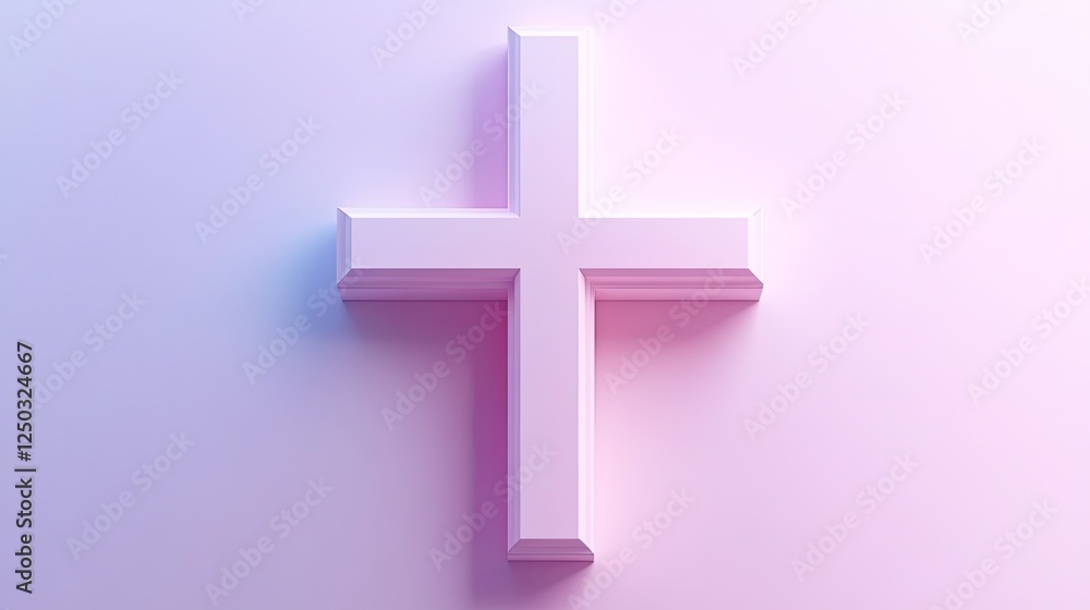 Elegant cross design in soft pastel shades, styled as a minimalist Easter logo on a crisp white background. Elegant cross design in soft pastel shades, styled as a minimalist Easter logo on a crisp white background.