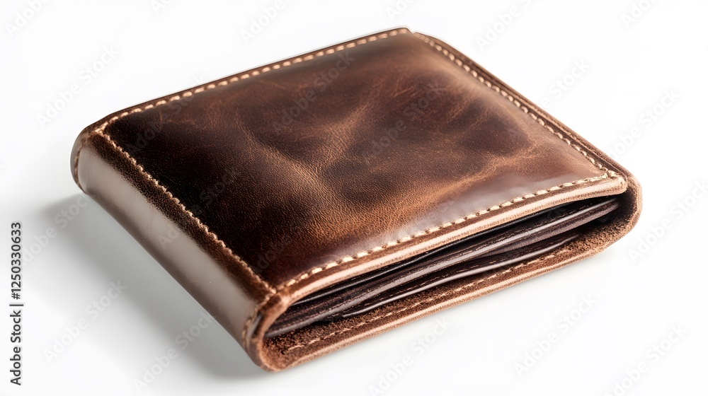 A brown leather wallet, clean white background, transparent isolate A brown leather wallet, clean white background, transparent isolate