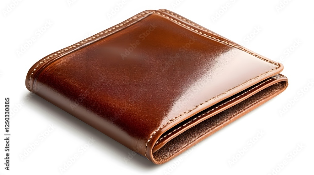A brown leather wallet, clean white background, transparent isolate A brown leather wallet, clean white background, transparent isolate