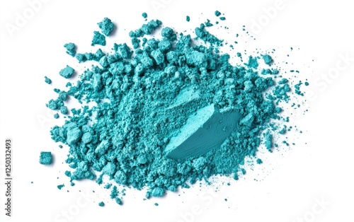 Crushed teal eyeshadow on white background photo