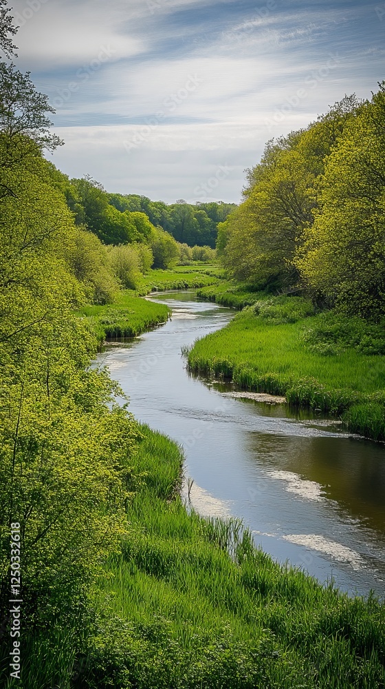 A serene river flows through lush green landscapes. This picturesque scene captures the beauty of nature. Perfect for nature lovers and peaceful settings. Generative AI A serene river flows through lush green landscapes. This picturesque scene captures the beauty of nature. Perfect for nature lovers and peaceful settings. Generative AI