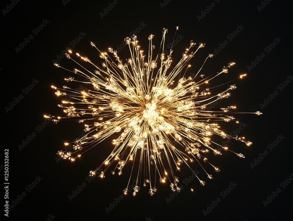 Fototapeta premium Elegant Burst of Golden Light, A Captivating Modern Chandelier Design