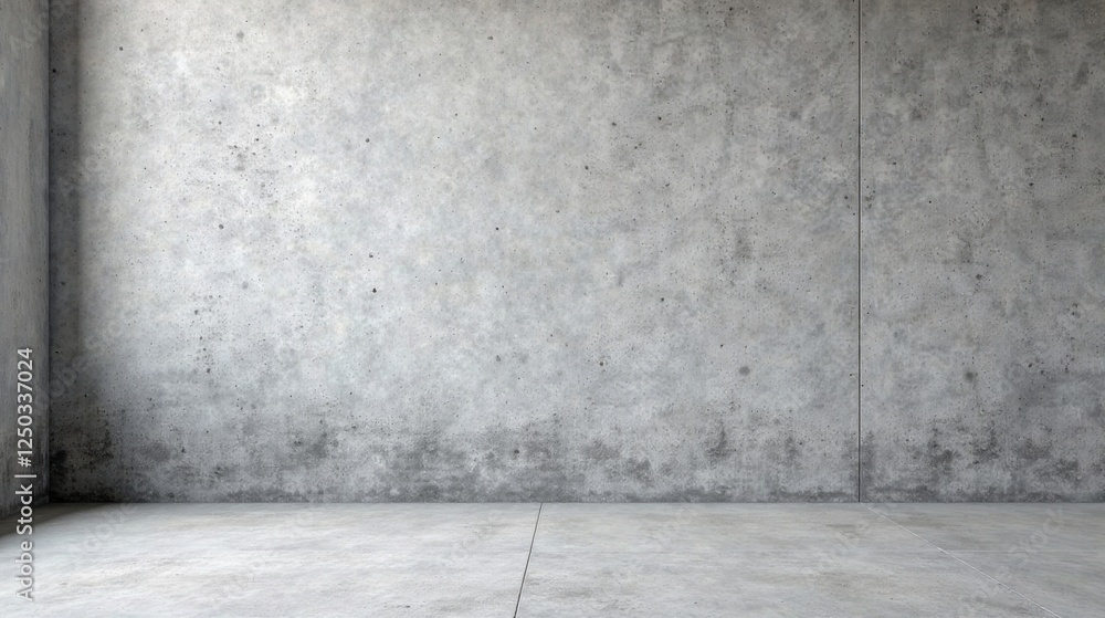 Fototapeta premium Empty Room with Textured Concrete Walls and Floor, Ideal for Design Presentations and Mockups