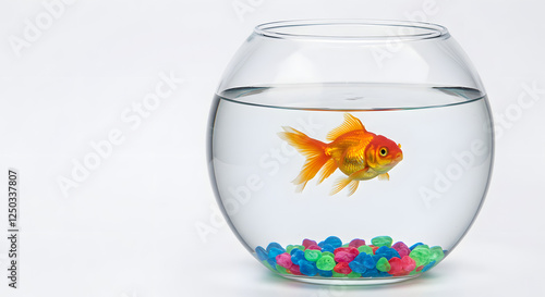 Wallpaper Mural Goldfish in Glass Bowl with Colorful Pebbles Torontodigital.ca