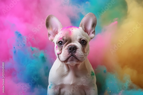 French Bulldog in a Colorful Cloud of Paint