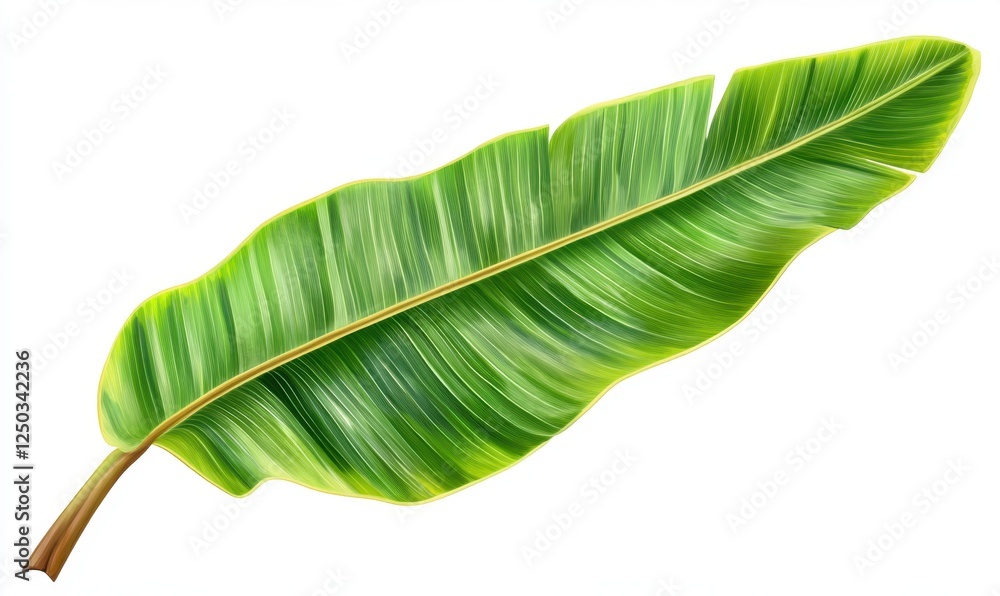 Lush green banana leaf isolated, tropical foliage, vibrant detail, design element Lush green banana leaf isolated, tropical foliage, vibrant detail, design element