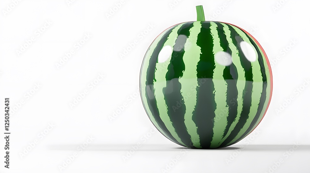 A large shiny watermelon, clean white background, transparent isolate