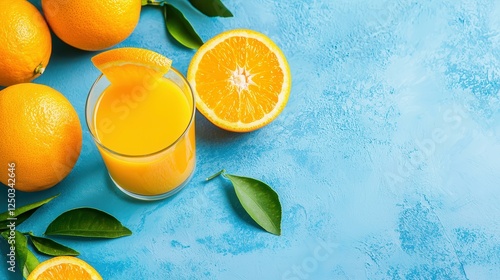 Fresh orange juice with vibrant citrus fruit.