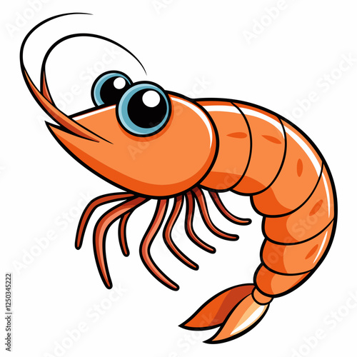 vector illustration of cartoon shrimp