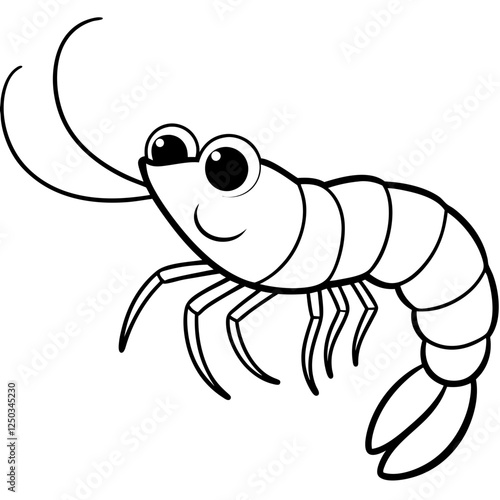 vector illustration of cartoon shrimp