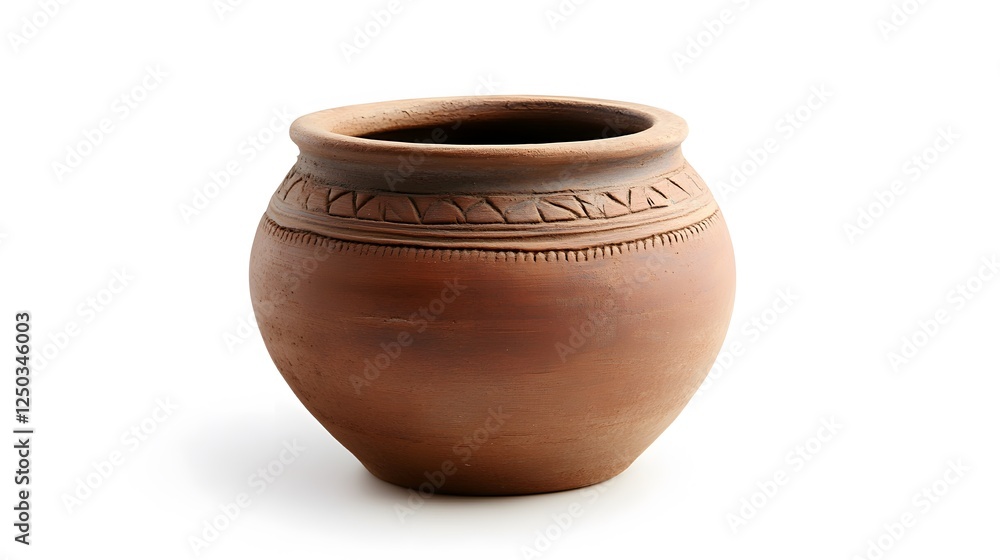A handmade clay pot, isolated against white A handmade clay pot, isolated against white