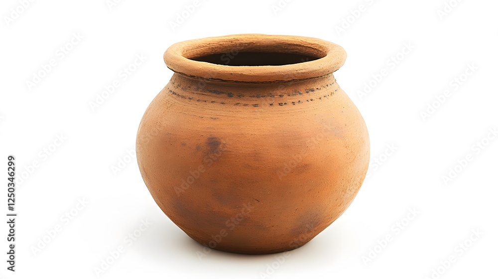 A handmade clay pot, isolated against white A handmade clay pot, isolated against white