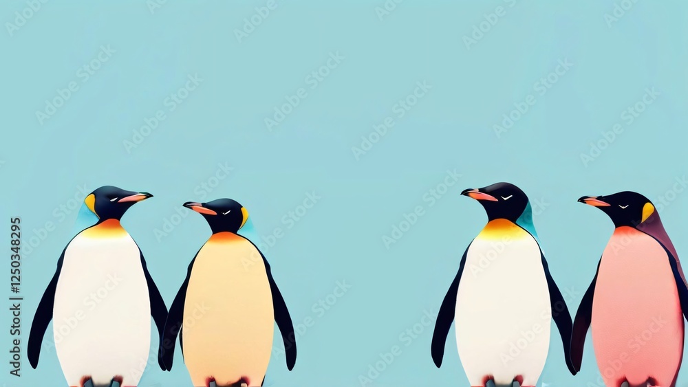 Fototapeta premium Beautiful Minimalistic Background with Copy Space for World Penguin Day