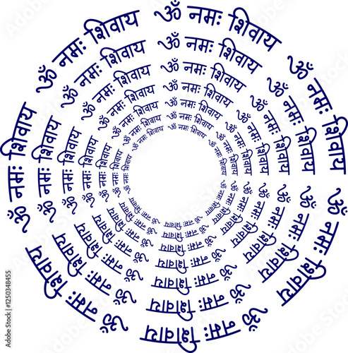 Om Namah Shivay mantra chanting in circle pattern, Lord Shiv Mantra isolated on transparent background