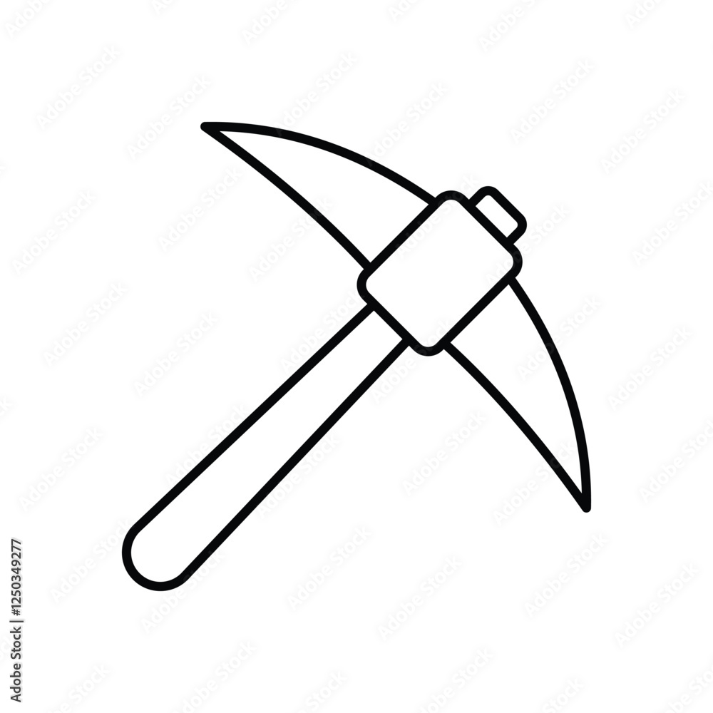 Pickaxe icon isolated on a white background. Vector illustration. Pickaxe icon isolated on a white background. Vector illustration.