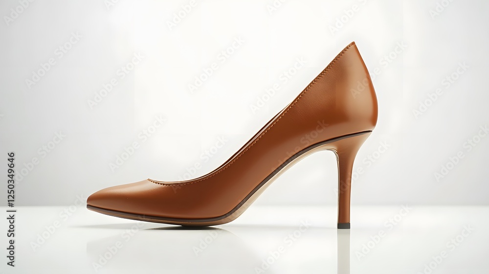A high-heeled shoe, isolated on a white surface A high-heeled shoe, isolated on a white surface