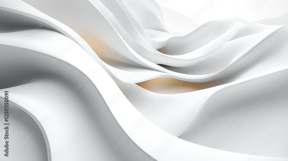 Fototapeta premium White Abstract Waves, Interior, Soft Light, Background, Design