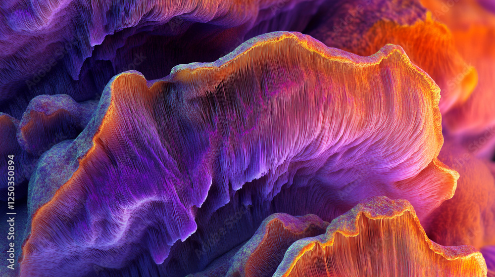 Obraz premium close-up image of natural colorful mushroom fungi with detailed spores