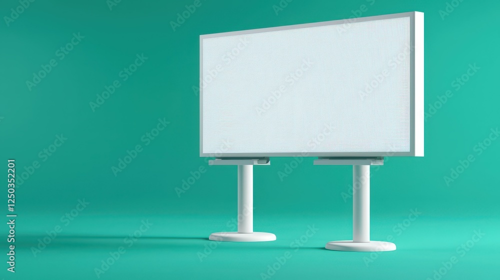 Obraz premium Empty billboard on teal background ready for ads.