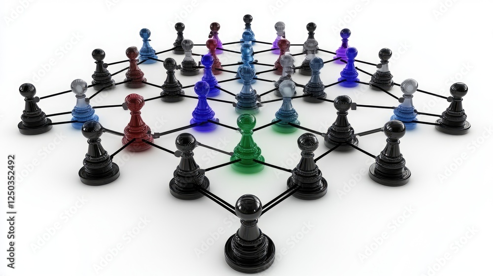 A corporate vision mapping setup with interconnected success strategies, business alignment goals, and workflow planning visuals