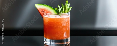 Refreshing watermelon cocktail with mint garnish photo