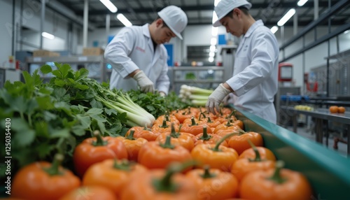 Fresh Produce Processing with Workers in Clean Environment photo