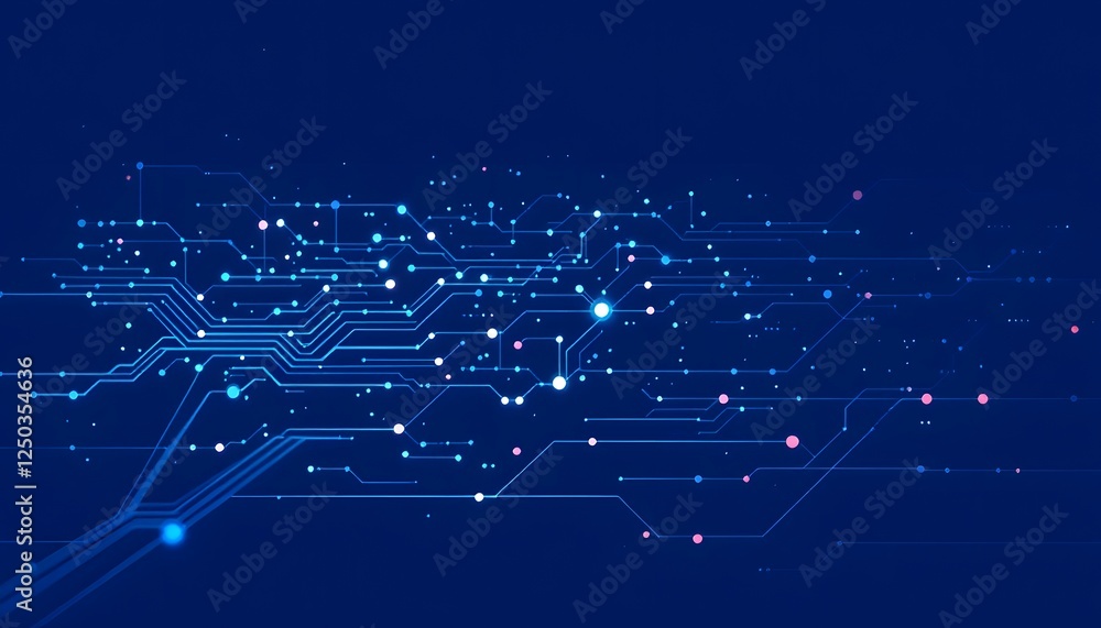 Fototapeta premium Abstract Digital Circuitry Network: Blue and Pink High-Tech Background