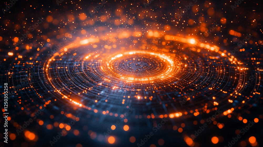 Abstract Orange and Blue Digital Energy Flow Circular Design Art Data Waves Lines Light Space Bright Abstract Orange and Blue Digital Energy Flow Circular Design Art Data Waves Lines Light Space Bright