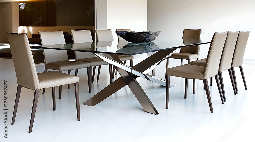 A large glass table with a bowl on top of it. generated using AI A large glass table with a bowl on top of it. generated using AI