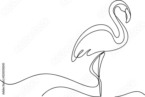 Elegant Flamingo Line Art SingleLine Drawing of a Bird