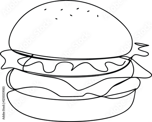 Delicious SingleLine Drawing of a Juicy Burger Patty