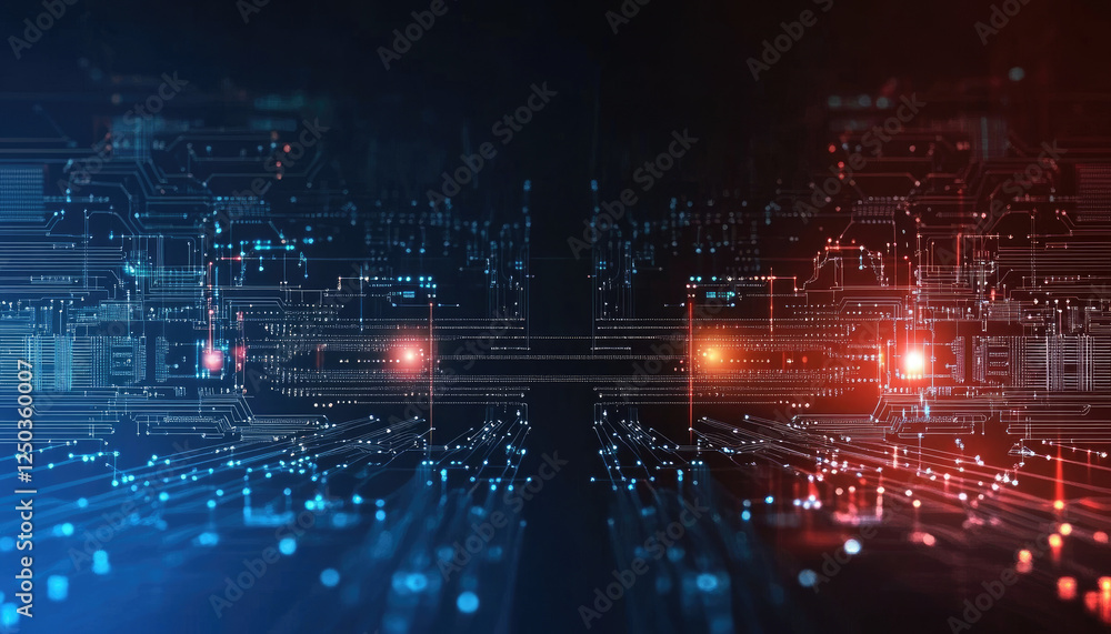 Naklejka premium Abstract Technology Circuit Board with a Communication Network